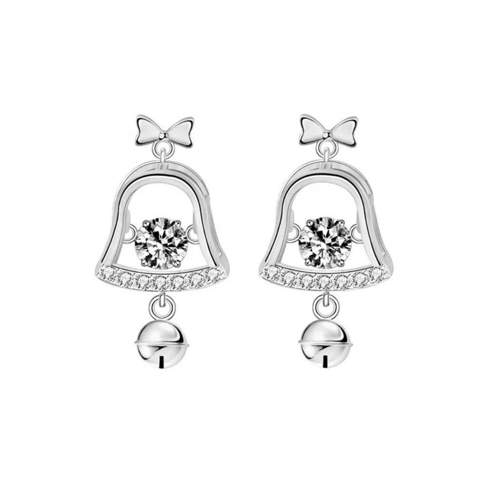 Certified 1ct. t.w. Diamond Bell Earrings 18k White Gold over Italian Silver